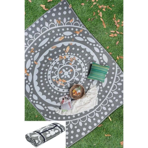 Plastik Halı Katlanabilir Çift Taraflı Plaj Kamp Piknik Balkon Hasır Mat Savan Karavan Halısı Kilim