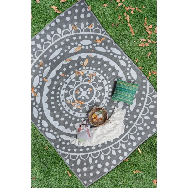 Plastik Halı Katlanabilir Çift Taraflı Plaj Kamp Piknik Balkon Hasır Mat Savan Karavan Halısı Kilim