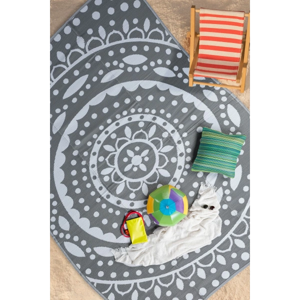 Plastik Halı Katlanabilir Çift Taraflı Plaj Kamp Piknik Balkon Hasır Mat Savan Karavan Halısı Kilim