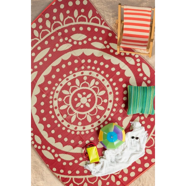 Plastik Halı Katlanabilir Çift Taraflı Plaj Kamp Piknik Balkon Hasır Mat Savan Karavan Halısı Kilim