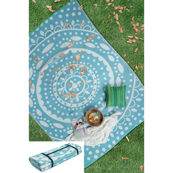 Plastik Halı Katlanabilir Çift Taraflı Plaj Kamp Piknik Balkon Hasır Mat Savan Karavan Halısı Kilim