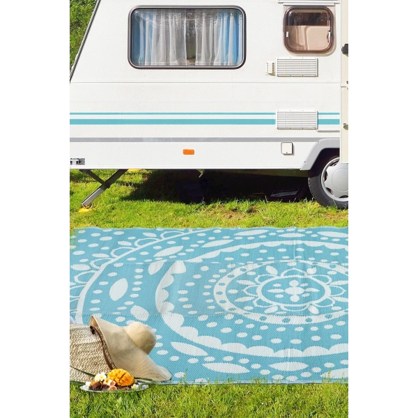 Plastik Halı Katlanabilir Çift Taraflı Plaj Kamp Piknik Balkon Hasır Mat Savan Karavan Halısı Kilim