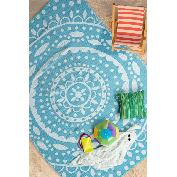 Plastik Halı Katlanabilir Çift Taraflı Plaj Kamp Piknik Balkon Hasır Mat Savan Karavan Halısı Kilim