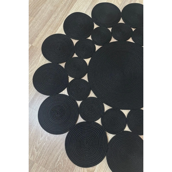 El Örmesi Yıkanabilir Çift Taraflı Oturma Odası Salon Mutfak Halısı Jüt Hasır Yolluk Halı Kilim