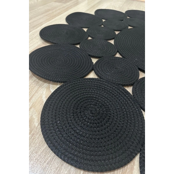 El Örmesi Yıkanabilir Çift Taraflı Oturma Odası Salon Mutfak Halısı Jüt Hasır Yolluk Halı Kilim