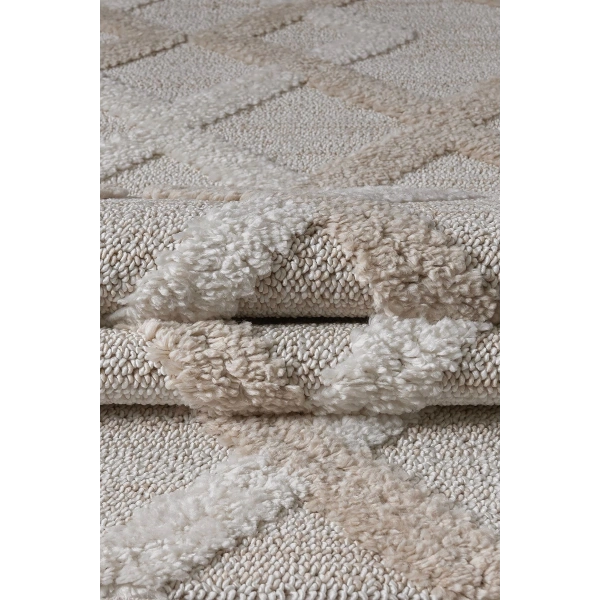 Bukle Dokuma Yumuşak Halı Salon Oturma Odası Mutfak Yatak Odası Yolluk Kilim Krem Bej