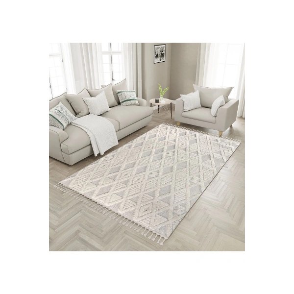 Bukle Dokuma Yumuşak Halı Salon Oturma Odası Mutfak Yatak Odası Antre Yolluk Kilim Krem