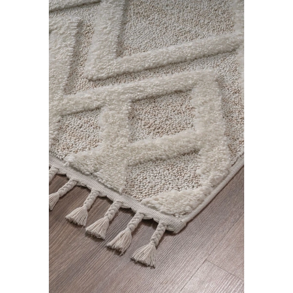 Bukle Dokuma Yumuşak Halı Salon Oturma Odası Mutfak Yatak Odası Antre Yolluk Kilim Krem Bej