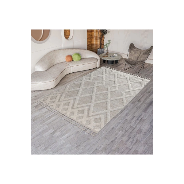 Bukle Dokuma Yumuşak Halı Salon Oturma Odası Mutfak Yatak Odası Antre Yolluk Kilim Krem Bej
