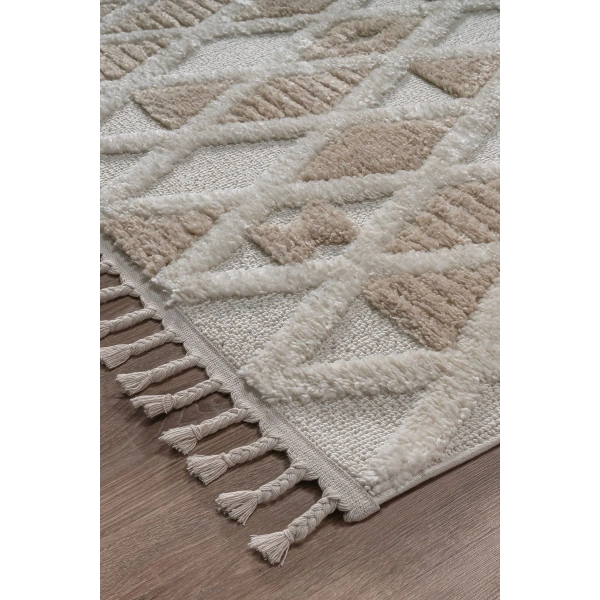 Bukle Dokuma Yumuşak Halı Salon Oturma Odası Mutfak Yatak Odası Yolluk Kilim Krem Bej