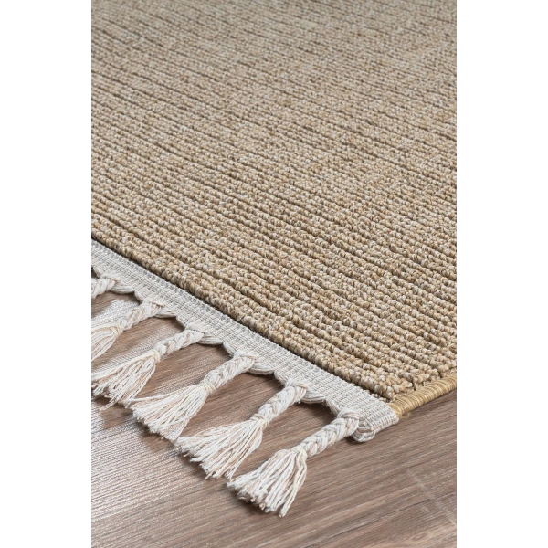 Bej Bukle Dokuma Modern Saçaklı Salon Mutfak Çocuk Yatak Oturma Odası Halısı Yolluk Kilim Halı Kahve