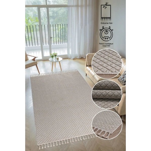 Krem Bukleli Dokuma Modern Salon Mutfak Oturma Odası Halısı Yolluk Yatak Odası Kilim Bukle Halı
