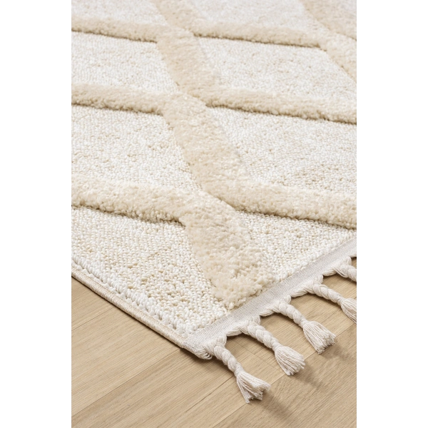 Yumuşak Bej Krem Bukleli Ve Havlı Iskandinav Dokuma Halı Oturma Odası Salon Mutfak Yolluk Antre