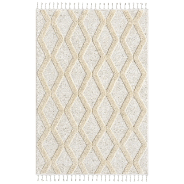 Yumuşak Bej Krem Bukleli Ve Havlı Iskandinav Dokuma Halı Oturma Odası Salon Mutfak Yolluk Antre