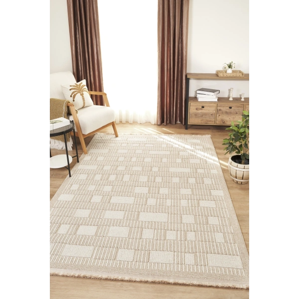 Krem Bej Yumuşak Bukleli Dokuma Halı Bukle Kilim Salon Mutfak Koridor Yolluk Oturma Odası Halısı