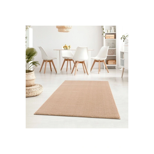 Bej Kaymaz Taban Yıkanabilir Post Peluş Halı Salon Mutfak Çocuk Oturma Odası Yolluk Antre Halısı