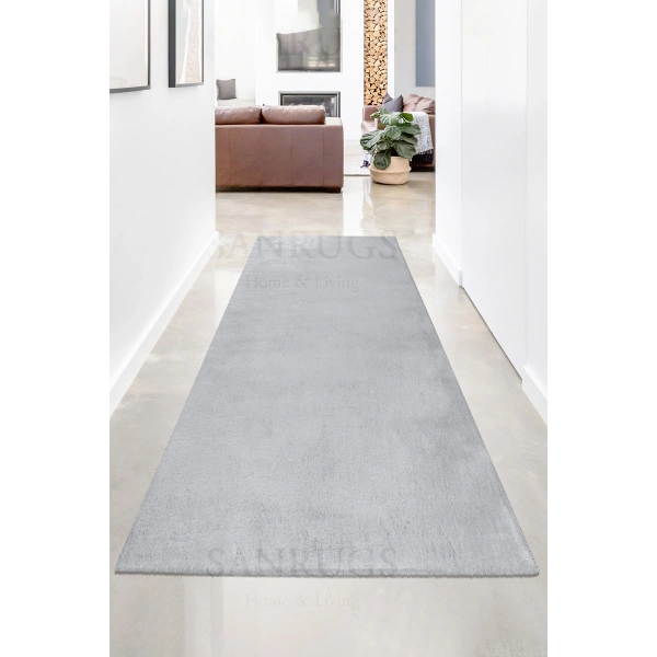 Gri Kaymaz Taban Yıkanabilir Post Peluş Halı Salon Mutfak Çocuk Oturma Odası Yolluk Antre Halısı