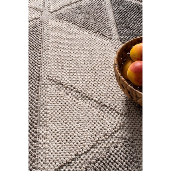 Bukleli Modern İskandinav Bej Krem Makine Halısı Yolluk Antre Mutfak Salon Oturma Odası Koridor Sisa