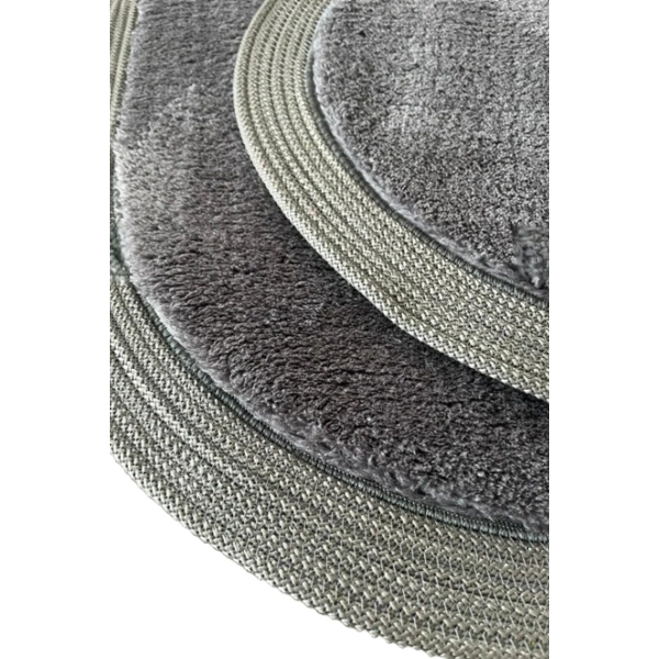 2’li Post Banyo Paspas Seti Kaymaz Taban Yıkanabilir Peluş Jüt Kenar Detaylı Oval Yuvarlak 100x60 60x60 Kilim Halı