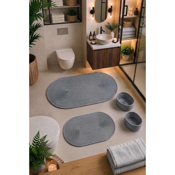 4 Parça Banyo Paspas Seti Takımı Kaymaz Yıkanabilir Çift Taraflı Banyo Düzenleyicisi 2 Sepet