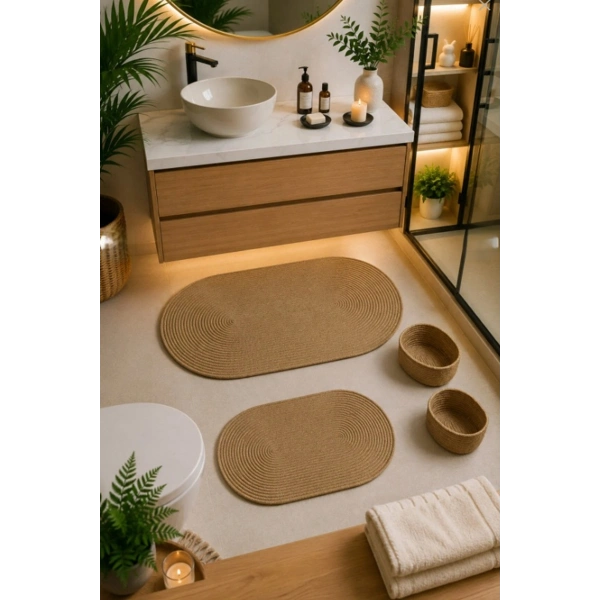 4 Parça Banyo Paspas Seti Takımı Kaymaz Yıkanabilir Çift Taraflı Banyo Düzenleyicisi 2 Sepet 2 Kilim Yolluk