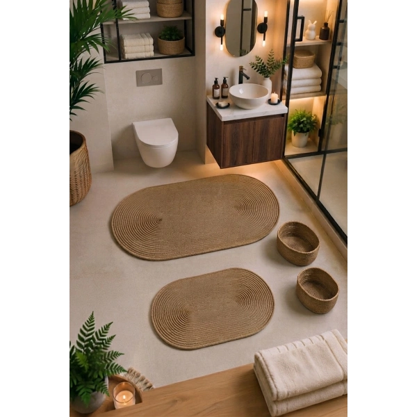 4 Parça Banyo Paspas Seti Takımı Kaymaz Yıkanabilir Çift Taraflı Banyo Düzenleyicisi 2 Sepet 2 Kilim Yolluk