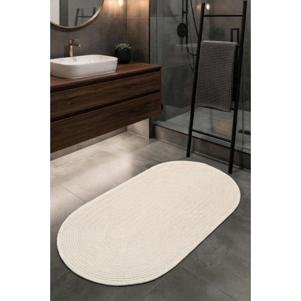Banyo Paspası Çift Taraflı Yıkanabilir Kaymaz Oval Jüt Tekli Paspas Hasır