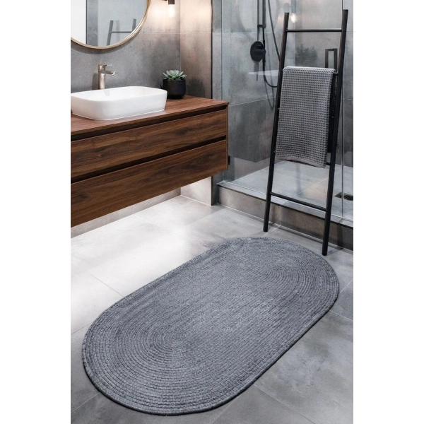 Banyo Paspası Çift Taraflı Yıkanabilir Kaymaz Oval Jüt Tekli Paspas Hasır