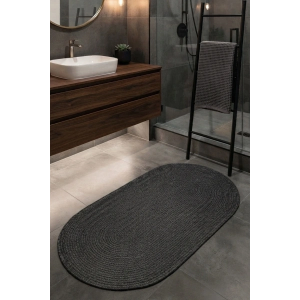 Banyo Paspası 60X100 Çift Taraflı Yıkanabilir Kaymaz Oval Jüt Tekli Paspas Hasır