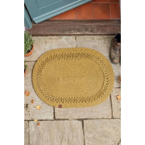 Kapı Önü Paspası 40x60 Bohem Tarz Yıkanabilir Çift Taraflı Jüt Paspas Hasır Banyo Dış Kapı