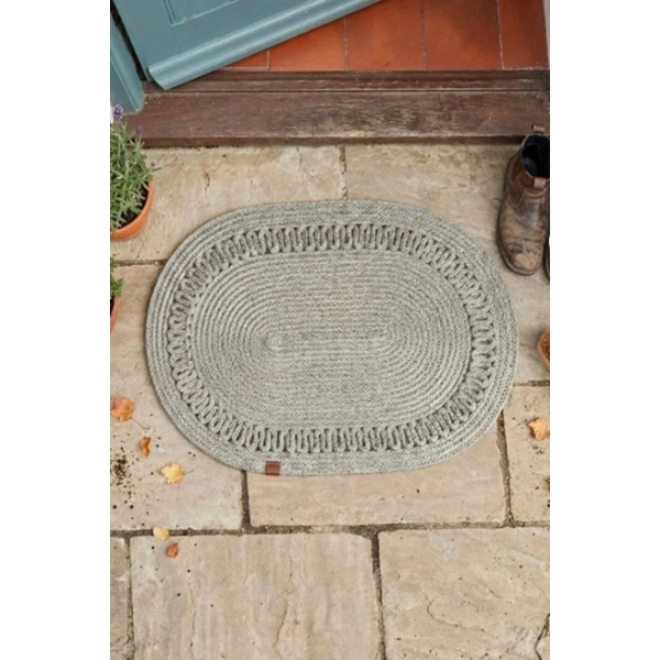 Kapı Önü Paspası 40x60 Bohem Tarz Yıkanabilir Çift Taraflı Jüt Paspas Hasır Banyo Dış Kapı