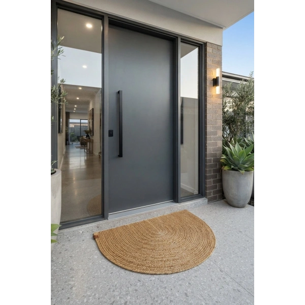Kapı Önü Paspası 80x50 Bohem Tarz Yıkanabilir Çift Taraflı Jüt Paspas Hasır Banyo Dış Kapı