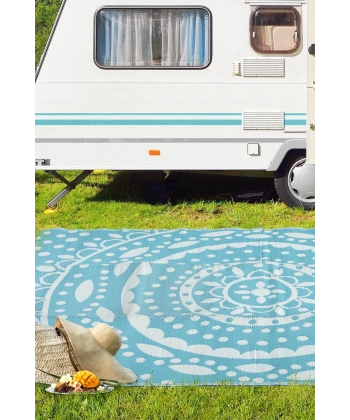 Plastik Halı Katlanabilir Çift Taraflı Plaj Kamp Piknik Balkon Hasır Mat Savan Karavan Halısı Kilim