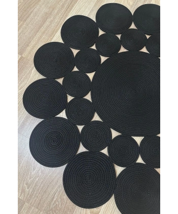 El Örmesi Yıkanabilir Çift Taraflı Oturma Odası Salon Mutfak Halısı Jüt Hasır Yolluk Halı Kilim