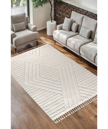 Bukle Dokuma Yumuşak Halı Salon Oturma Odası Mutfak Yatak Odası Yolluk Kilim Krem Bej