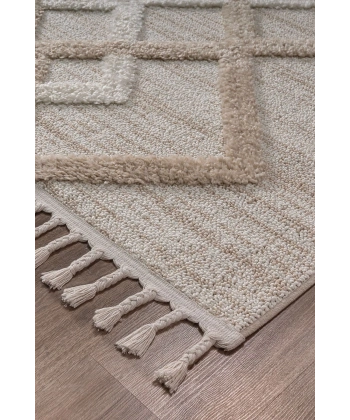 Bukle Dokuma Yumuşak Halı Salon Oturma Odası Mutfak Yatak Odası Yolluk Kilim Krem Bej