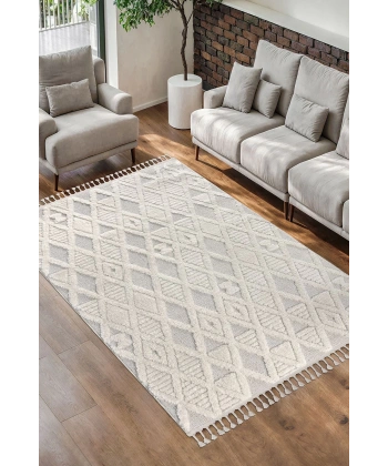 Bukle Dokuma Yumuşak Halı Salon Oturma Odası Mutfak Yatak Odası Antre Yolluk Kilim Krem