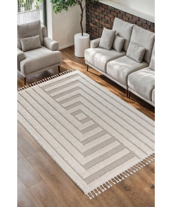 Bukle Dokuma Yumuşak Halı Salon Oturma Odası Mutfak Yatak Odası Yolluk Kilim Krem Bej