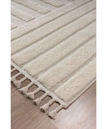 Bukle Dokuma Yumuşak Halı Salon Oturma Odası Mutfak Yatak Odası Yolluk Kilim Krem Beyaz