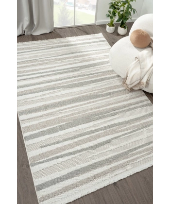 Krem Bej Gri Bukleli Yumuşak Dokulu Bukle Halı Kilim Salon Mutfak Yolluk Dokuma Makine Halısı