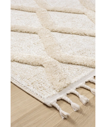 Yumuşak Bej Krem Bukleli Ve Havlı Iskandinav Dokuma Halı Oturma Odası Salon Mutfak Yolluk Antre