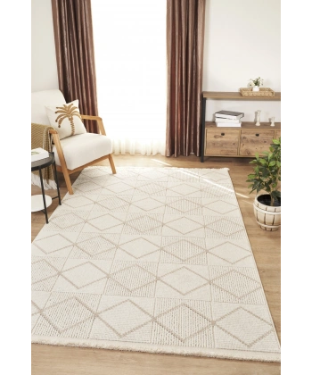 Krem Bej Yumuşak Bukleli Dokuma Halı Bukle Kilim Salon Mutfak Koridor Yolluk Oturma Odası Halısı