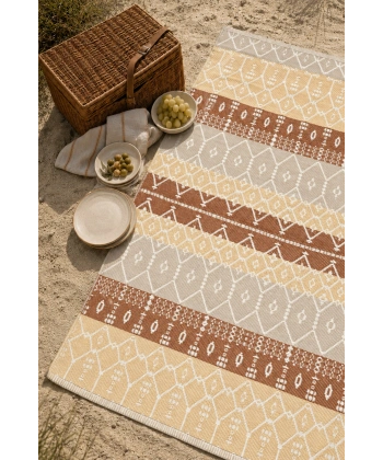 Plastik Hasır Halı Katlanabilir Çift Taraflı Yıkanabilir Plaj Kamp Piknik Karavan Halısı Kilim
