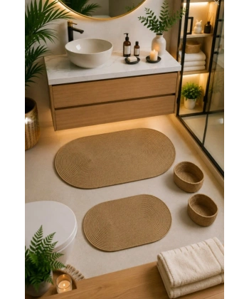 4 Parça Banyo Paspas Seti Takımı Kaymaz Yıkanabilir Çift Taraflı Banyo Düzenleyicisi 2 Sepet 2 Kilim Yolluk