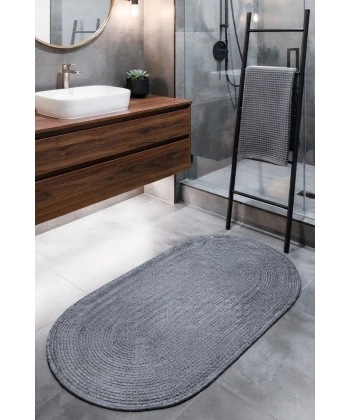 Banyo Paspası Çift Taraflı Yıkanabilir Kaymaz Oval Jüt Tekli Paspas Hasır