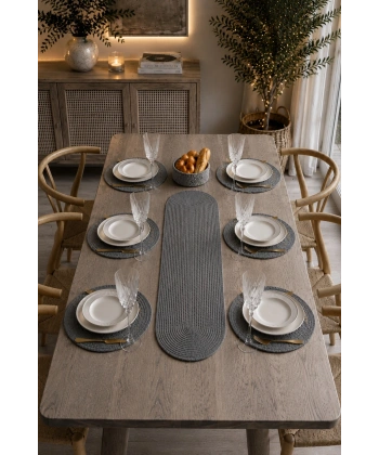 Amerikan Servis Takımı 8 Parça 6 Supla 1 Sepet 1 Runner Sunumluk Yemek Masası Organizer Hediyelik Çeyizlik