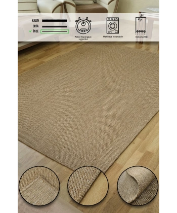 Simerev Halı Bohem Dokuma Örme Modern Jüt Hasır Kaymaz Taban Yıkanabilir Antialerjik Yolluk Kilim