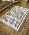 SİMEREV HALI Pamuk Dokuma Yumuşak Çift Taraflı Yıkanabilir Saçaklı Salon Mutfak Yolluk Kilim