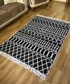 SİMEREV HALI Pamuk Dokuma Yumuşak Çift Taraflı Yıkanabilir Saçaklı Salon Mutfak Yolluk Kilim