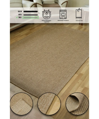 Simerev Halı Bohem Dokuma Örme Modern Jüt Hasır Kaymaz Taban Yıkanabilir Antialerjik Yolluk Kilim